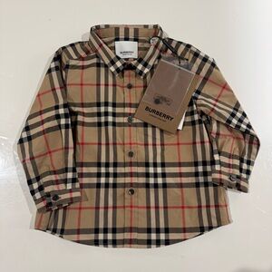 Burberry Beige and Black Plaid Shirt